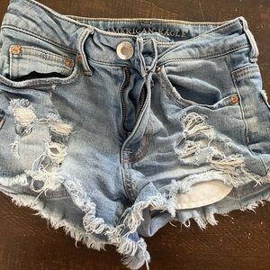 American Eagle Outfitters Light Blue Ripped Jean Shorts